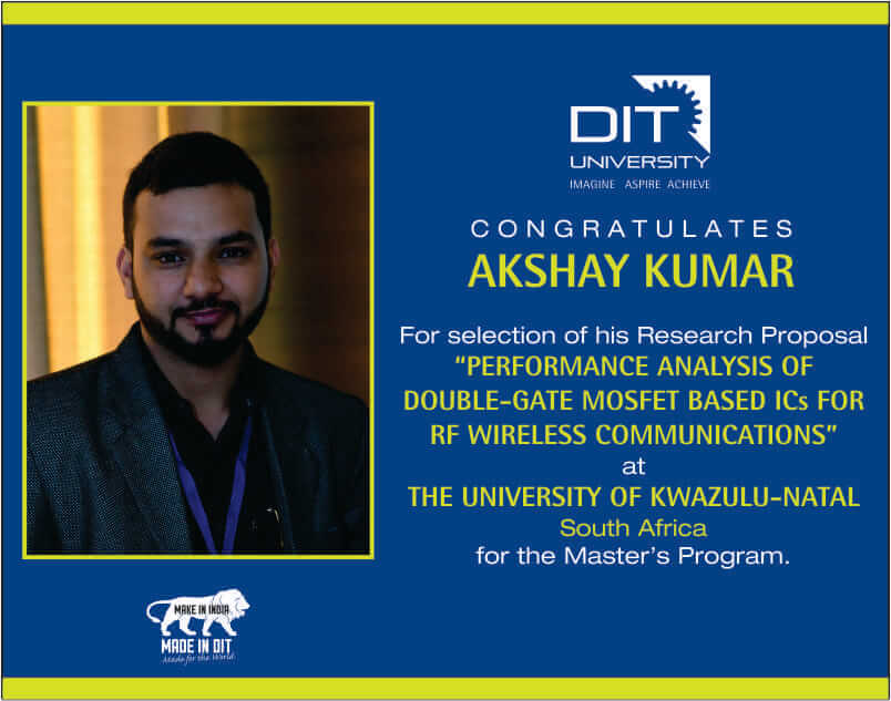 Congratulations to Akshay Kumar for selection of his Research Proposal at The University of KwaZulu-Natal, South Africa