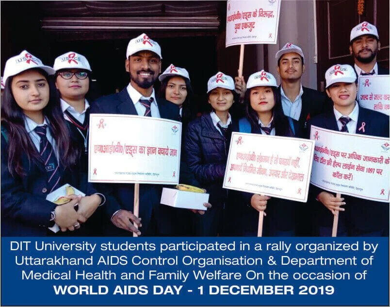 DIT University participated in a rally organized by UACO & DMHFW on the occasion of WORLD AIDS DAY