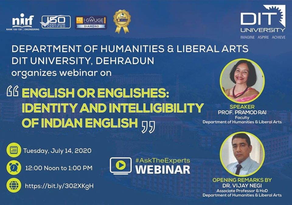 Webinar on 'English or Englishes: Identity & Intelligibility of Indian English'