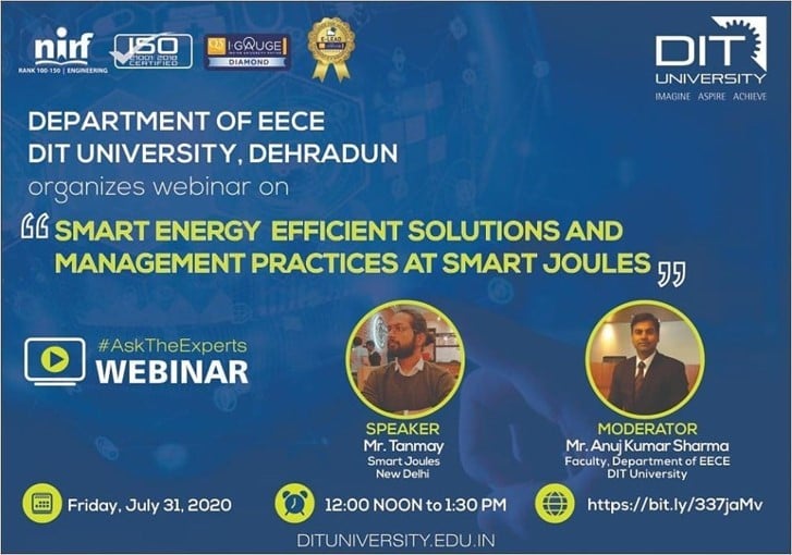 Webinar on 'Smart Energy Efficient Solutions and Management Practices at Smart Joules'