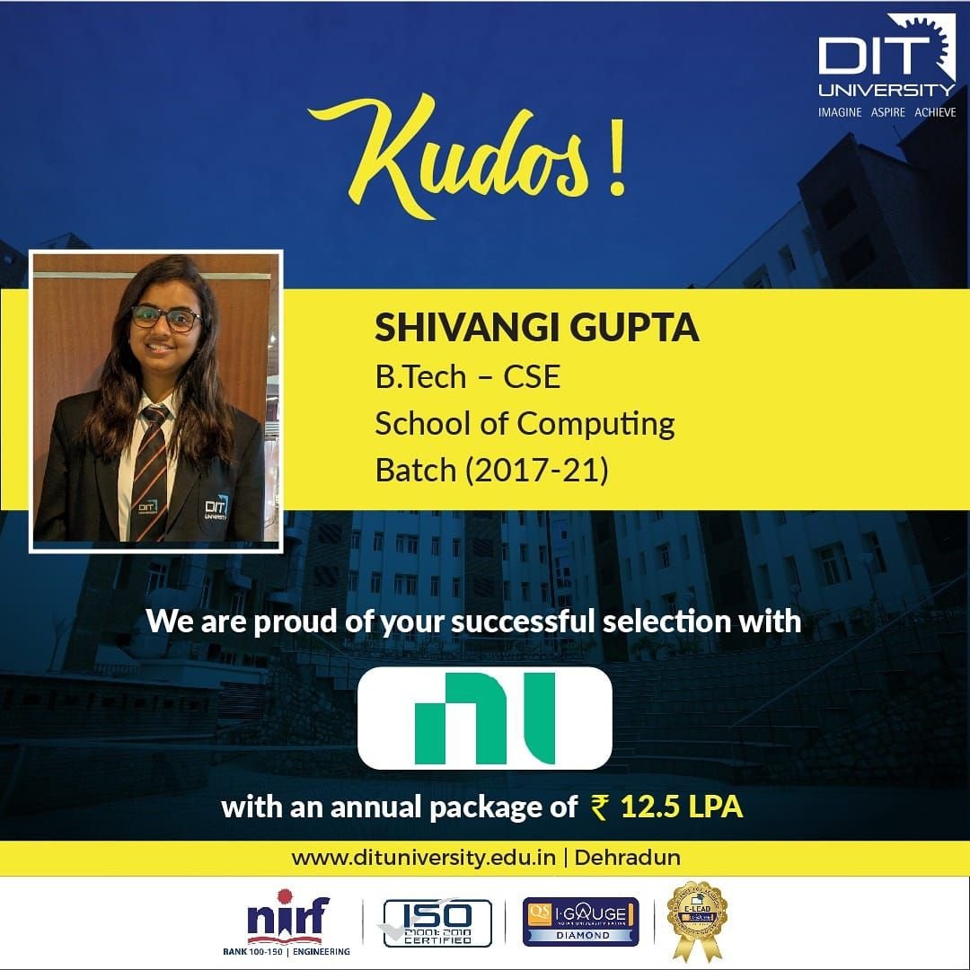 Shivangi Gupta from School of Computing placed in National Instruments with 12 LPA 