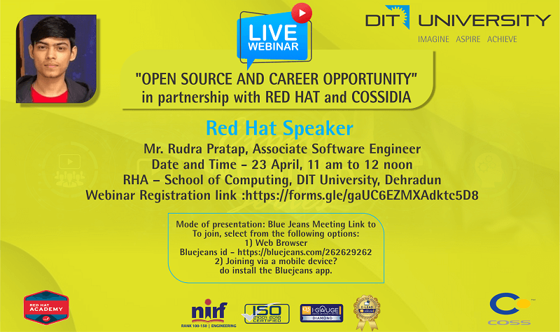 "Open Source and Career Opportunity" in partnership with RED HAT and COSSIDIA