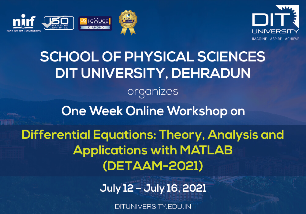 Workshop: Differential Equations- Theory, Analysis and Applications with MATLAB (DETAAM-2021)