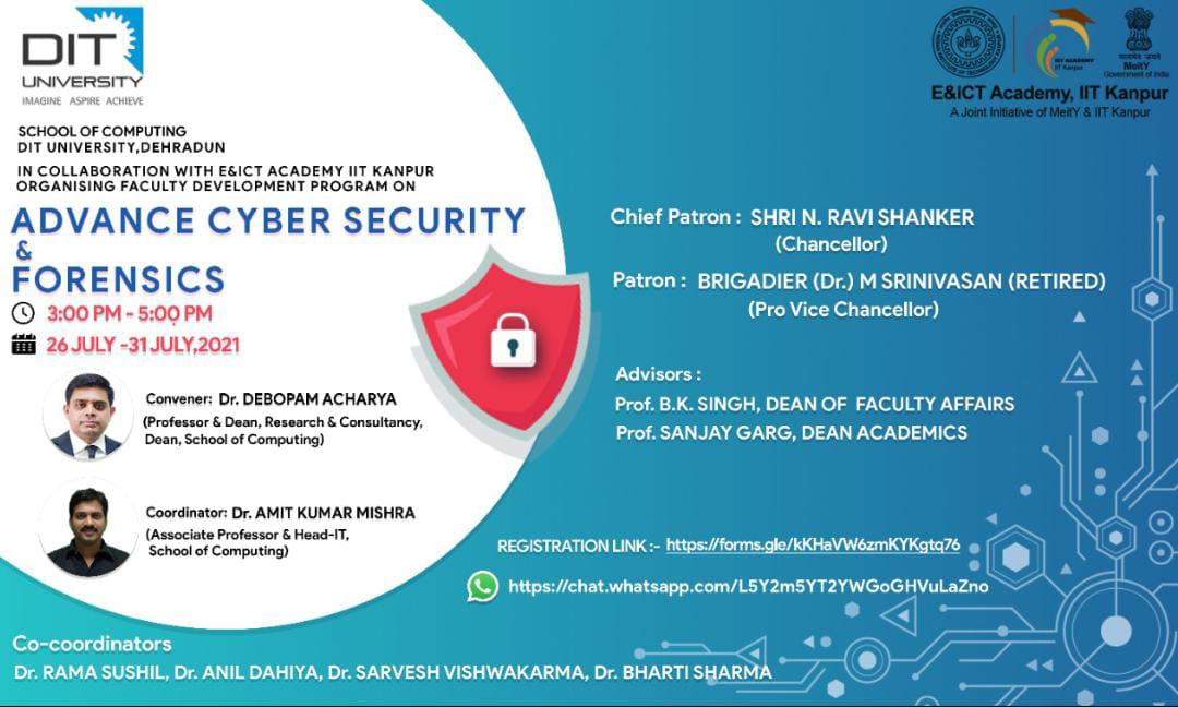 Faculty Development Program on "Advance Cyber Security and Forensics" - School of Computing