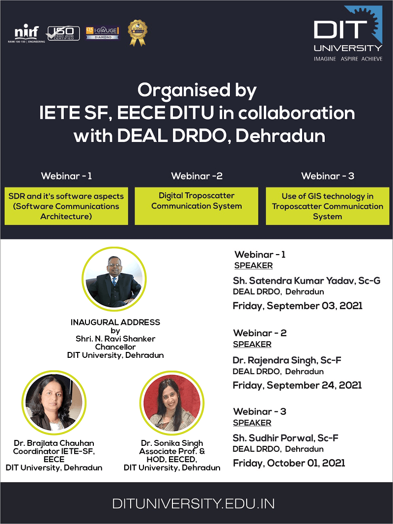 Webinar: IETE SF, EECE DITU in collaboration with DEAL DRDO, Dehradun