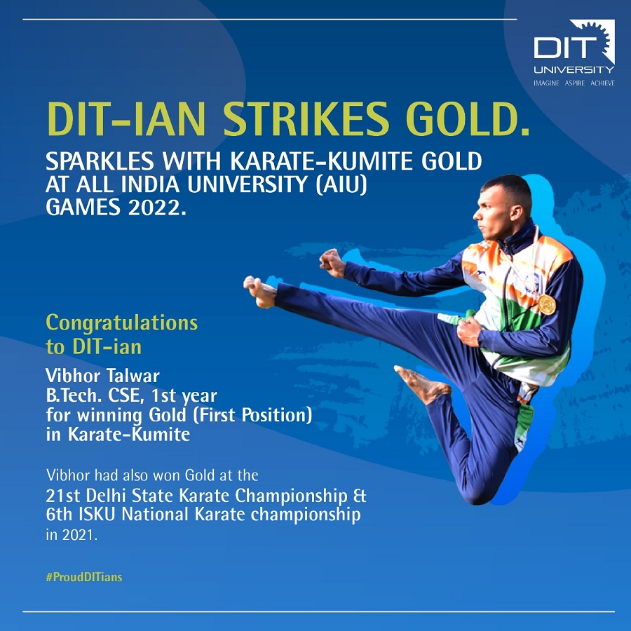 Vibhor Talwar bagged a Gold medal in the All India University (AIU) Games, 2022. #ProudDITian