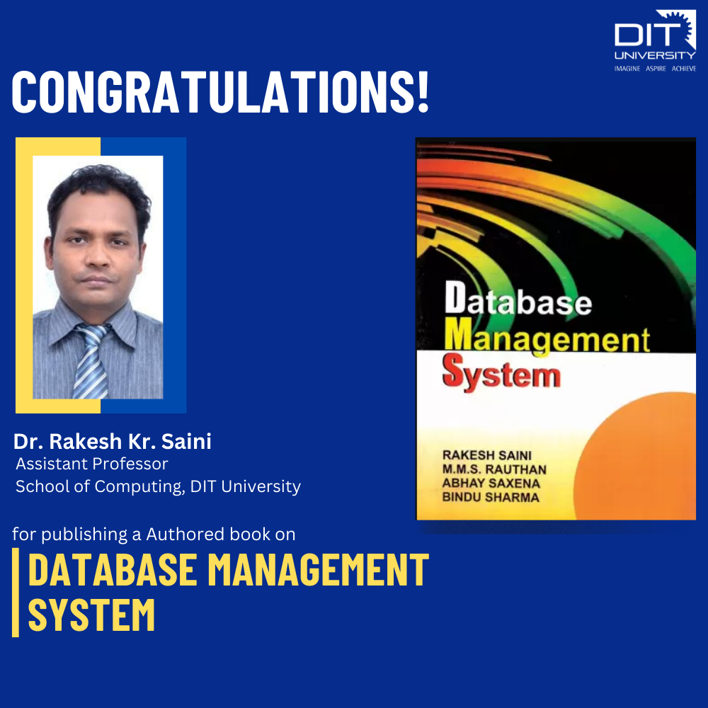Congratulations : Dr. Rakesh Kumar Saini published the book on DATA BASE MANAGEMENT SYSTEM