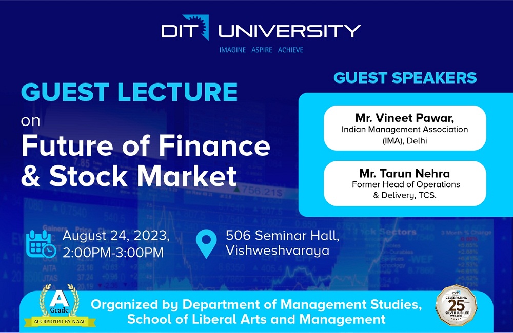 The Department of Management Studies, is organizing a ''Guest Lecture on Future of Finance and Stock Markets - 24th August, 2023
