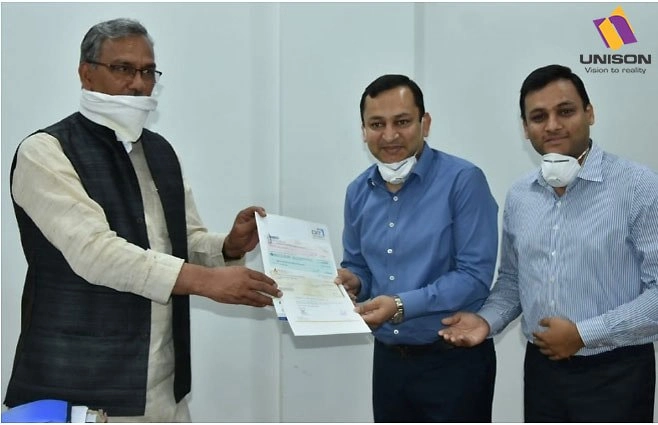 The Unison Group donates Rs 21 Lakh towards Chief Ministers Relief Fund