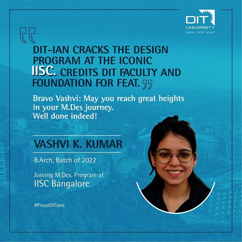 Congratulations Vashvi to crack the design program at IISC