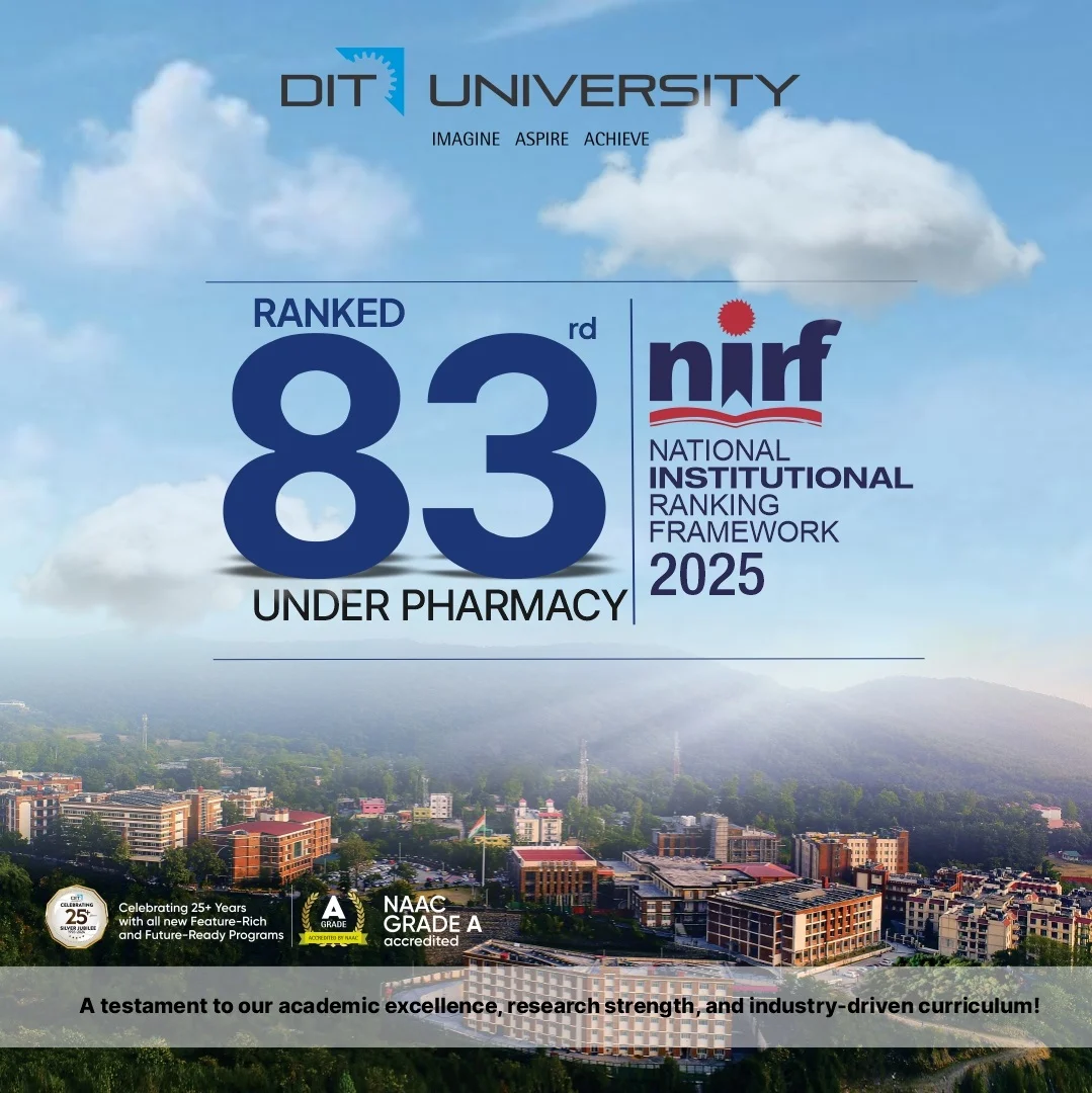 DIT University has been ranked 83rd in the pharmacy category By NIRF